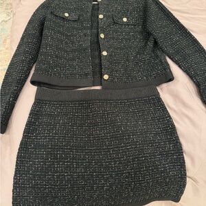 NWT! Rachel Zoe Elegant Black Tweed Skirt Set